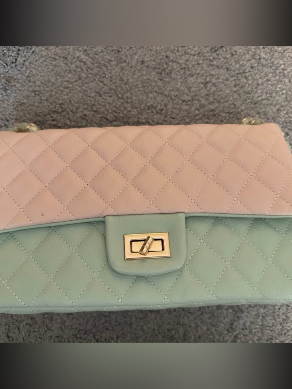 Francesca's Collections Quilted Pastel Shoulder Bag in Pink & Mint